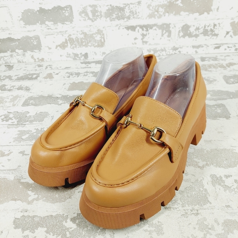 New BCBGeneration Raylin Brown Leather Chunky Sole Slip On Loafers O690 - Picture 2 of 13